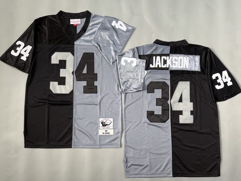 Men 2025 Nike Oakland Raiders #34 Jackson black grey Throwback Limited NFL Jersey style 001->oakland raiders->NFL Jersey